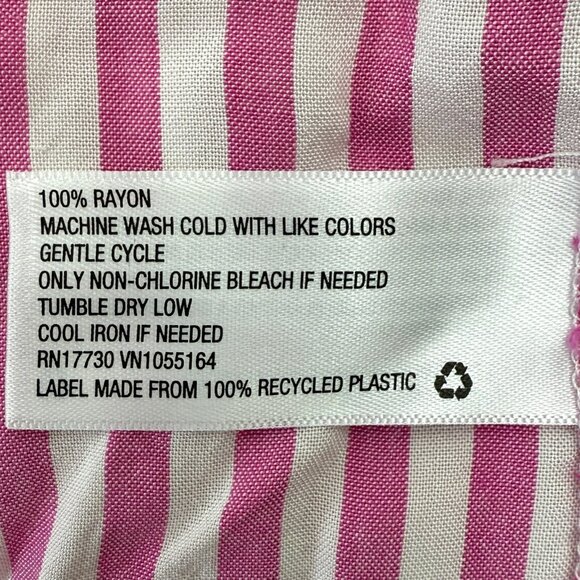 Scoop Neck Flared Rayon Tank Women L Pink White Horizontal Stripe Merona - Picture 4 of 6